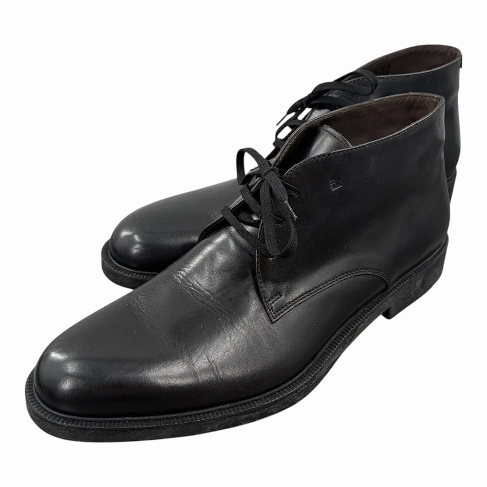 Fratelli Rossetti Mens Black Leather Chukka Ankle Boots Lace-Up Made In Italy 9M